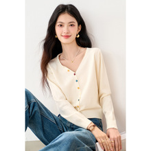 森07276新款开衫针织衫女长袖纯色小外套短款韩版小个子小款外搭