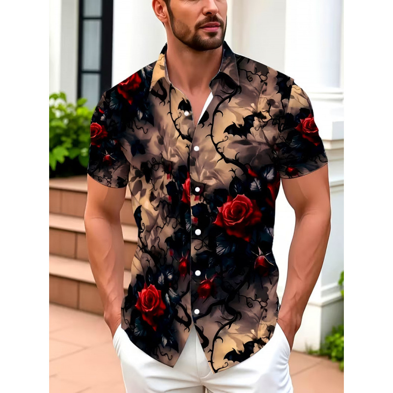 Cross-Border Lapel Short-Sleeved Shirt, Lightweight, Breathable, Quick-Drying, 3D Digital Printing, Summer Men's Casual Top, Customized