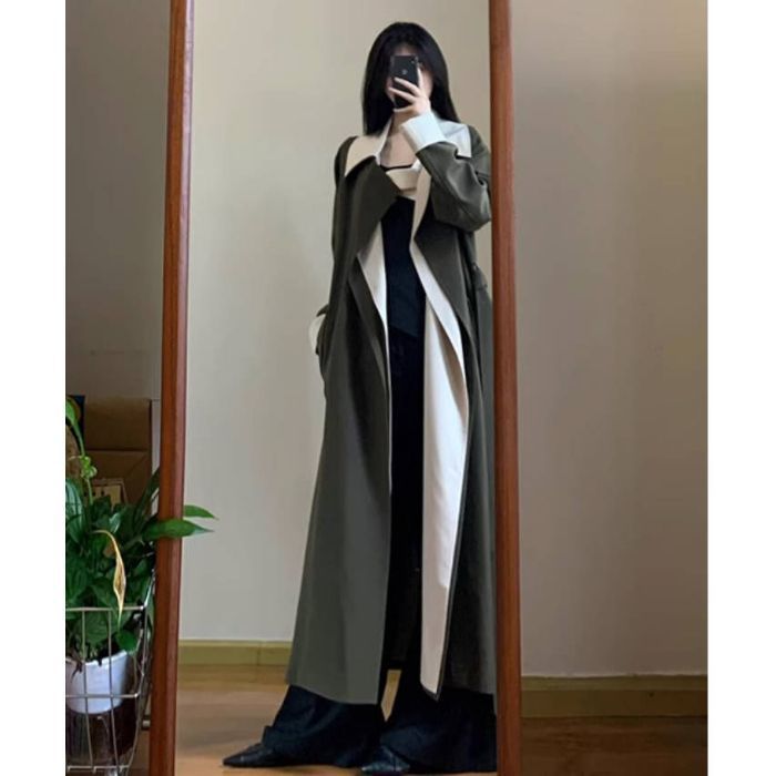 撞色风衣外套女2025秋冬新款今年流行英伦风超好看高个子长款大衣|undefined