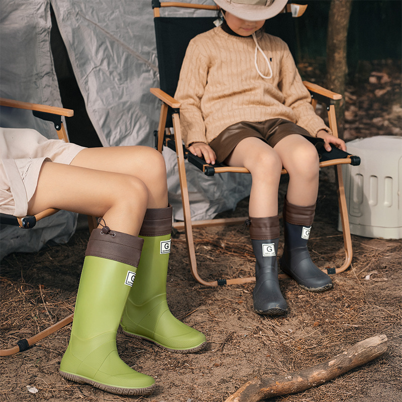 Foreign Trade Thickened New High-Top Rain Boots for Women and Children, Rainforest Hiking Boots, Non-Slip Waterproof Rainforest Hiking Shoes for Women