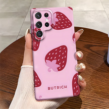 ins草莓手机壳适用GalaxyA73单层菲林少女心S25/S24硬壳防撞散热