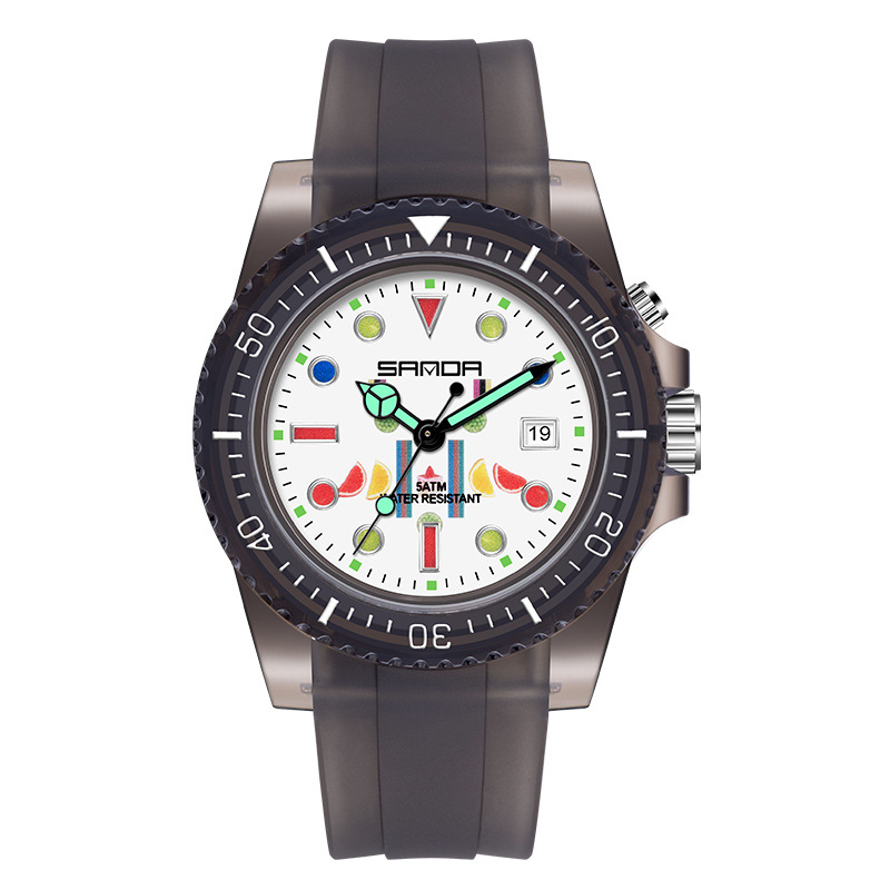 Sanda 6078 calendario cuarzo luminoso reloj de estudiante para hombres y mujeres luz de fondo Correa transparente personalizada reloj para hombres y mujeres