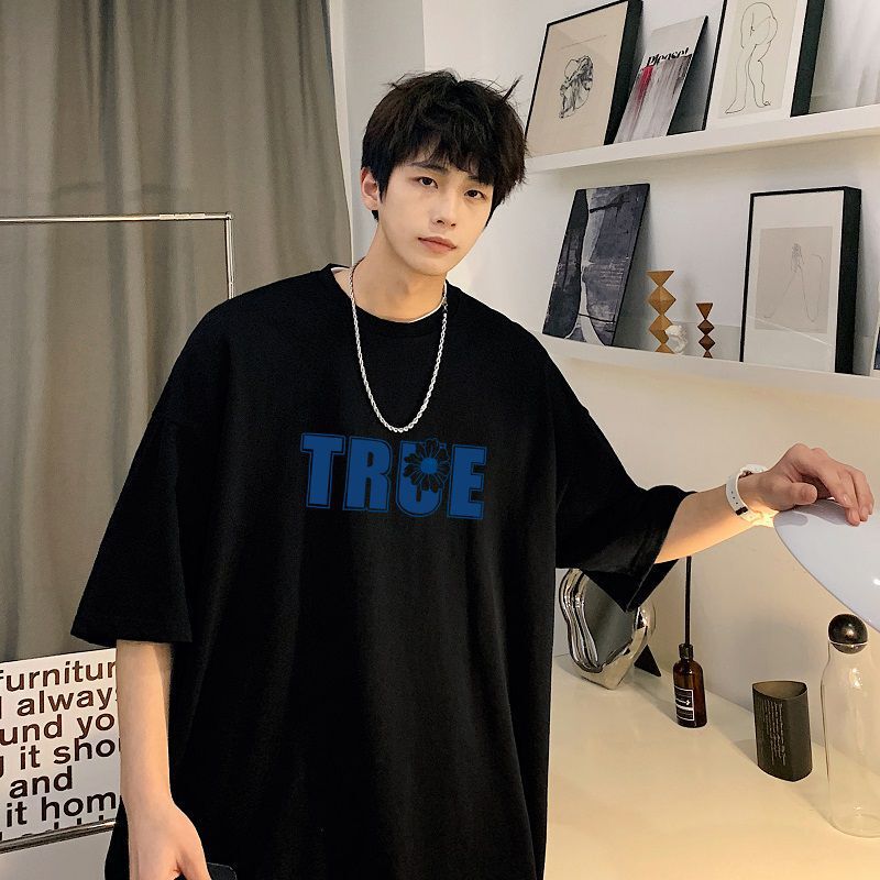 Old Explosions New Model Data Good Trend Printed T-Shirt Men's Loose Hong Kong Style Short Sleeve Couple 33T24