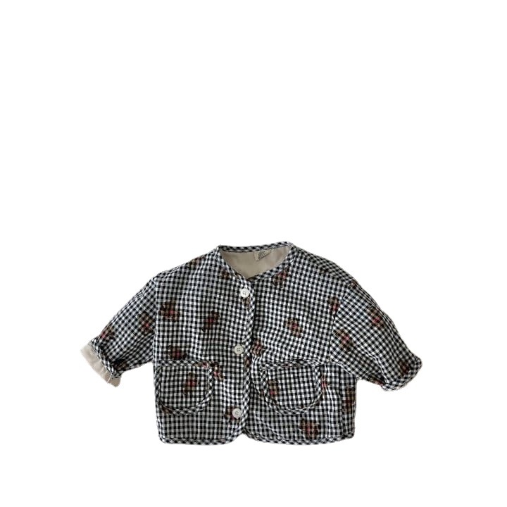 Niñas de primavera y otoño abrigo de algodón delgado estilo coreano abrigo de algodón a cuadros para niños abrigo de bebé ropa de primavera para niños ropa de salida de bebé