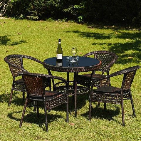 70 와이드 사이드 수납 원형 테이블 + 의자 4개