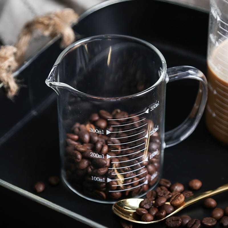Taza de medición de vidrio transparente con escala cocina para hornear taza de medición de leche con mango taza de café de jugo de vidrio transparente