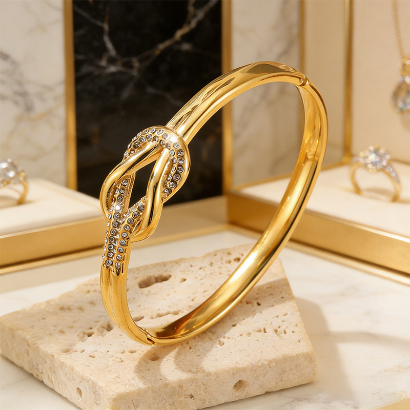 Brazalete de acero de titanio de moda europea y americana para chicas 18k oro no decolor joyas de acero de titanio joyas image 1