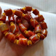 厂家批发战国红玛瑙圆柱手串 红黄拉丝玛瑙时尚男款手串