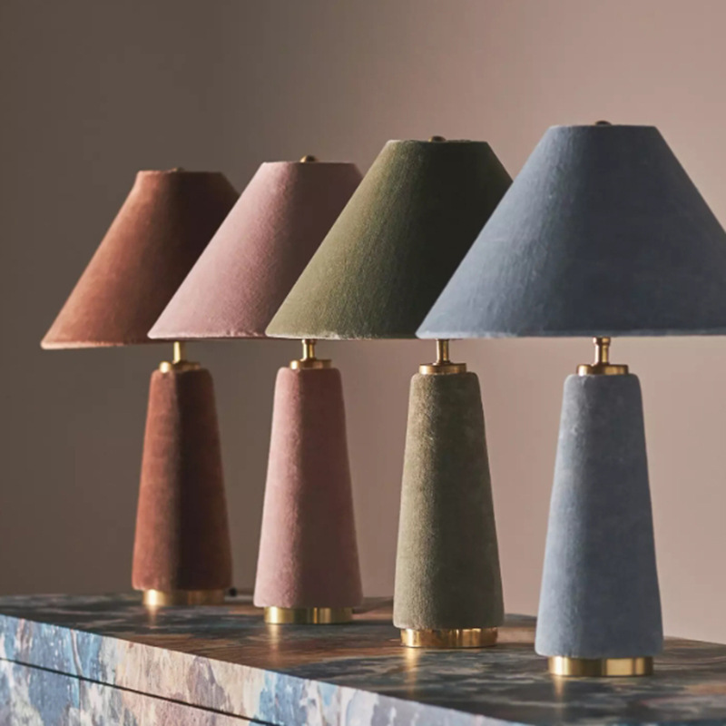 Modern Fashion Classic Design Handmade Green Velvet Cloth Floor Lamp Villa Living Room Sofa Area Study Lamps