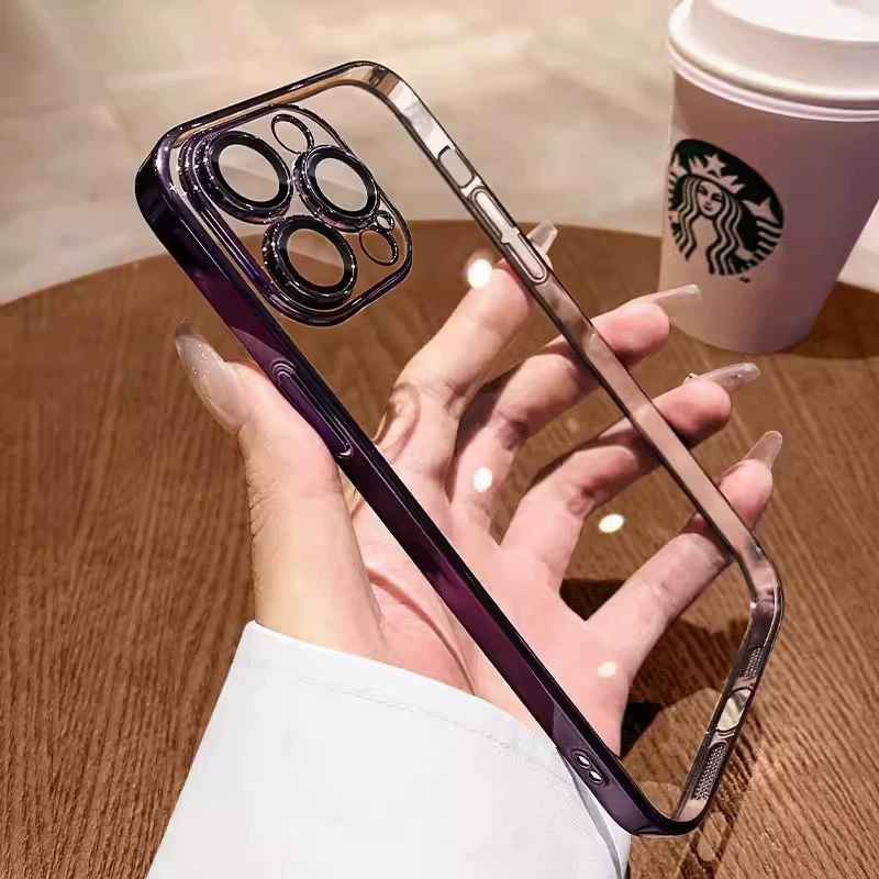 Phone Case (Apple) iPhone 15 Series, TPU Protective Case with Electroplated Camera Film, Slim