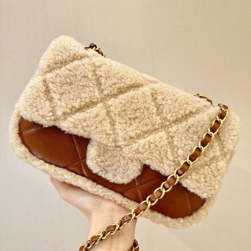 Original Leather Women's Bag, New Lamb Hair Flap Bag, Plush Hobo Bag, Sheepskin Quilted Chain Bag, Shoulder Crossbody Bag Original Leather Women's Bag, New Lamb Hair Flap Bag, Plush Hobo Bag, Sheepskin Quilted Chain Bag, Shoulder Crossbody Bag