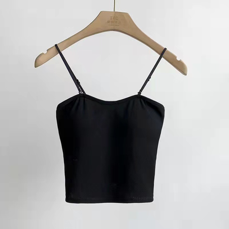 Color sólido belleza espalda camisola de una pieza fija Copa interior y exterior desgaste todo partido tubo superior sin costuras Chaleco de fondo