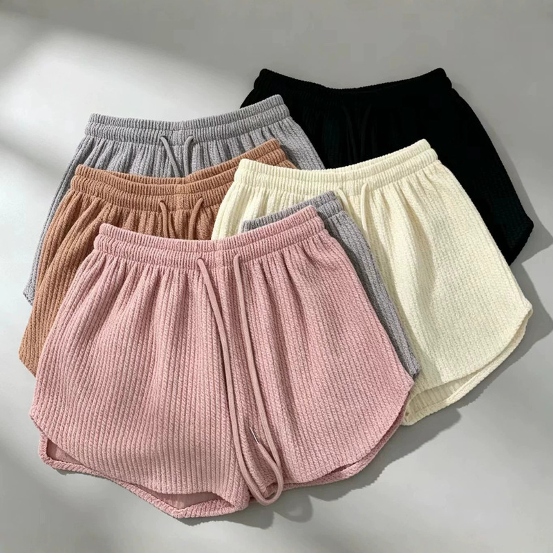 Sports Shorts Women's Waffkle Casual All-match Home A- line Pants Drawstring Outer Wear New High Waist Slim-fit Shorts Sports Shorts Women's Waffkle Casual All-match Home A- line Pants Drawstring Outer Wear New High Waist Slim-fit Shorts
