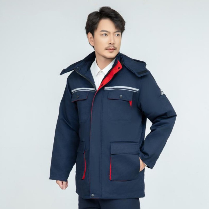 冬用静電気防止綿服 男女兼用 取り外し可能なポリエステル綿服 防寒服 工場作業服 労働保護作業服 綿服|undefined