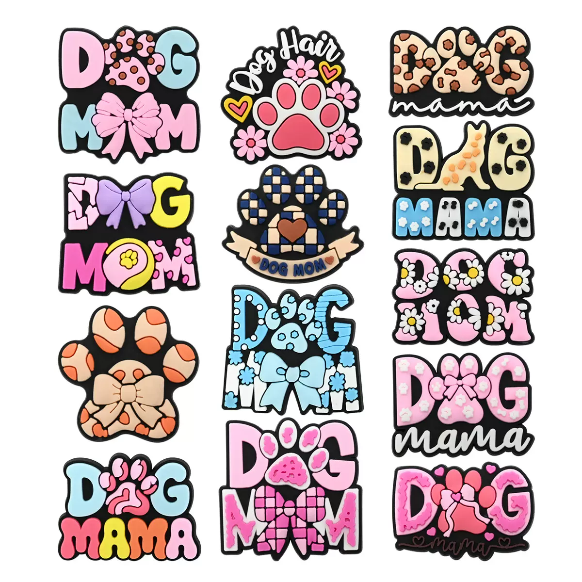 新款狗狗短语系列卡通洞洞鞋DIY配饰PVC软胶鞋花鞋扣鞋配件饰品