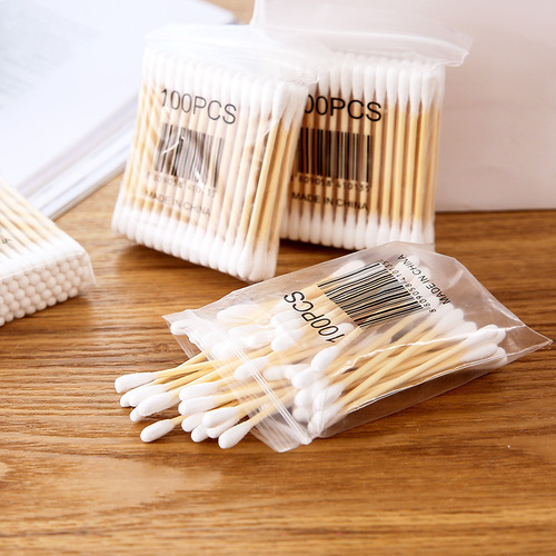 Cotton swab for ear picking makeup wooden stick cotton swab for ear picking multifunctional double-ended cotton swab disposable cleaning cotton swab