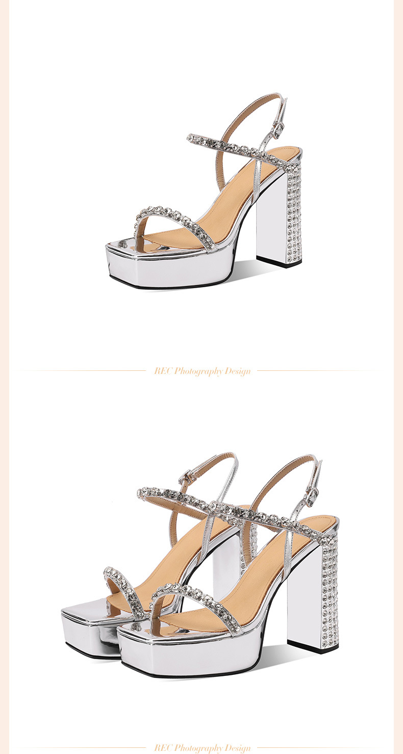 Sandal cao gót nữ hở mũi quai ngang đế dày gót thô 12 cm — đen chi tiết 4
