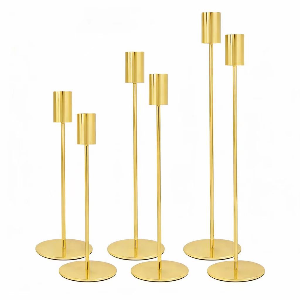 Ventas calientes de candelabros de cilindro recto Amazon candelabros de hierro forjado candelabros de oro europeo simple candelabros de seis piezas calientes image 12