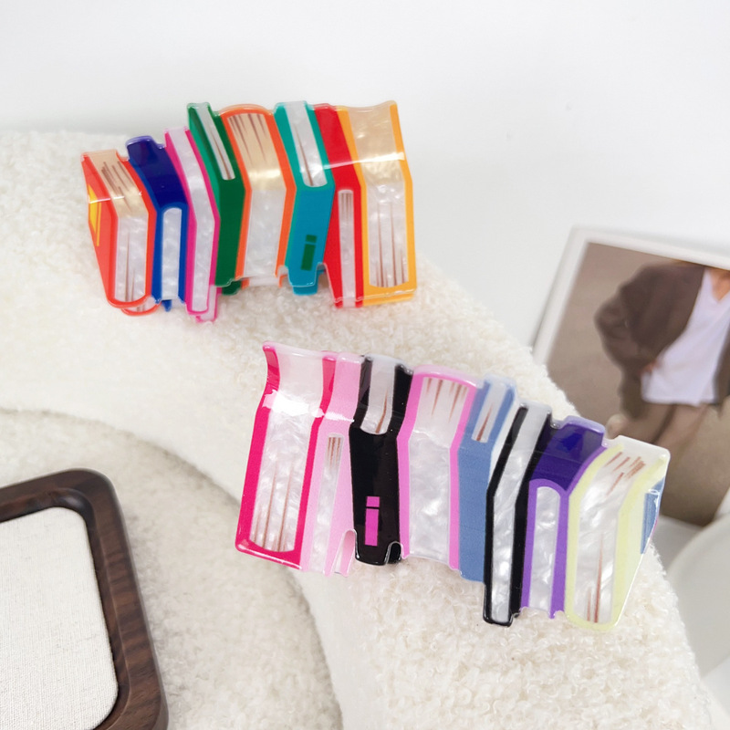 Korean corrugated acrylic clip color matching book hair clip fashion hair accessories wholesale personalized student jewelry women