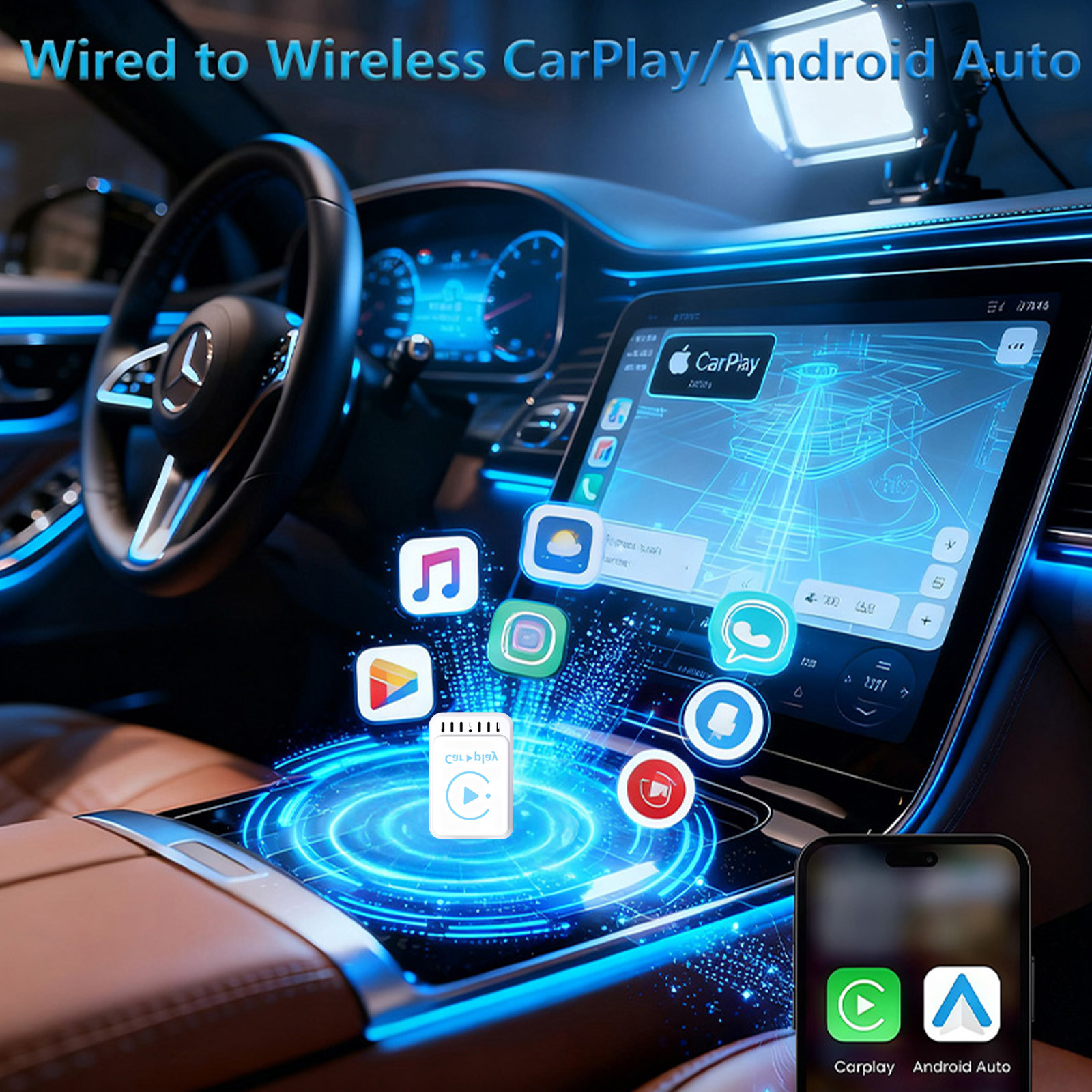 Tk Cross-Border Best-Selling Carplay Wireless Adapter Box Turns Original Wired Car Systems into Wireless Car Connectivity in Seconds