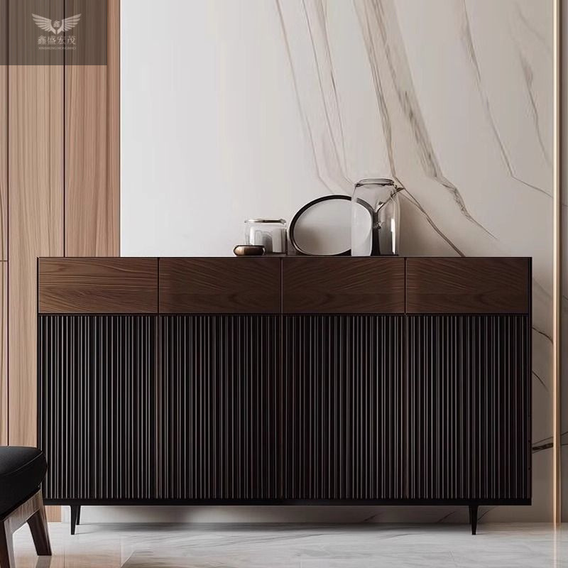 Mueble zapatero de madera maciza en estilo minimalista italiano, nuevo mueble de almacenamiento retro de alta gama para la entrada del hogar, mueble zapatero lateral integrado de pared.
