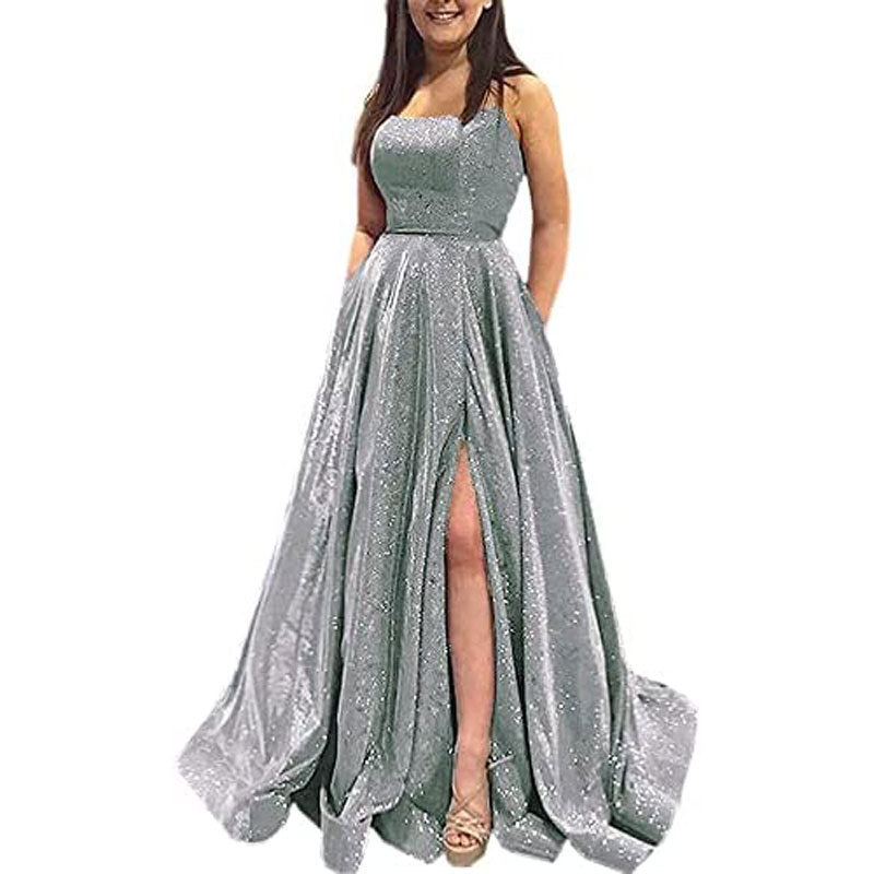 Europa y América Comercio Exterior Amazon AliExpress nuevo banquete vestido de la Honda vestido de dama de honor split vestido sin espalda image 6