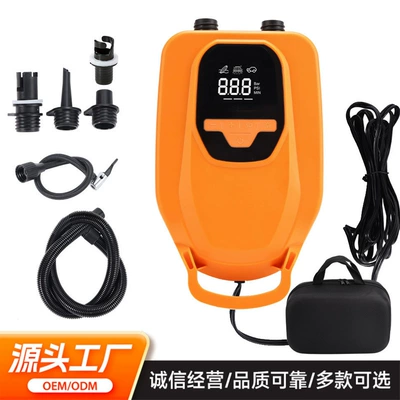 Emergency Wireless Car Air Pump, Digital Display Lighting and Inflating Dual-Purpose Air Pump, Outdoor Air Cushion Paddle Board Air Pump (Hava nasosu) - orange-car-wired-model-color-box-storage-bag