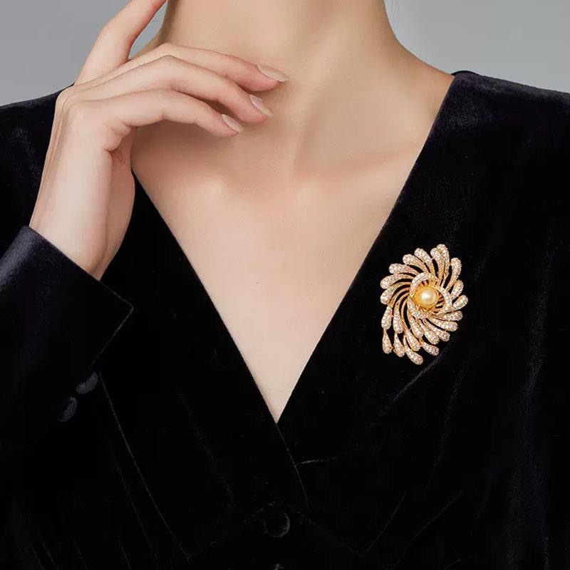 Elegante Blumen Und Feuerwerk Perlen Brosche Für Sakko_voghion.com