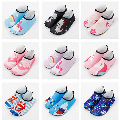 Cross-border children's beach shoes, non-slip, soft-sole printed outdoor wading and river tracing shoes, indoor sports, floor socks, fitness shoes