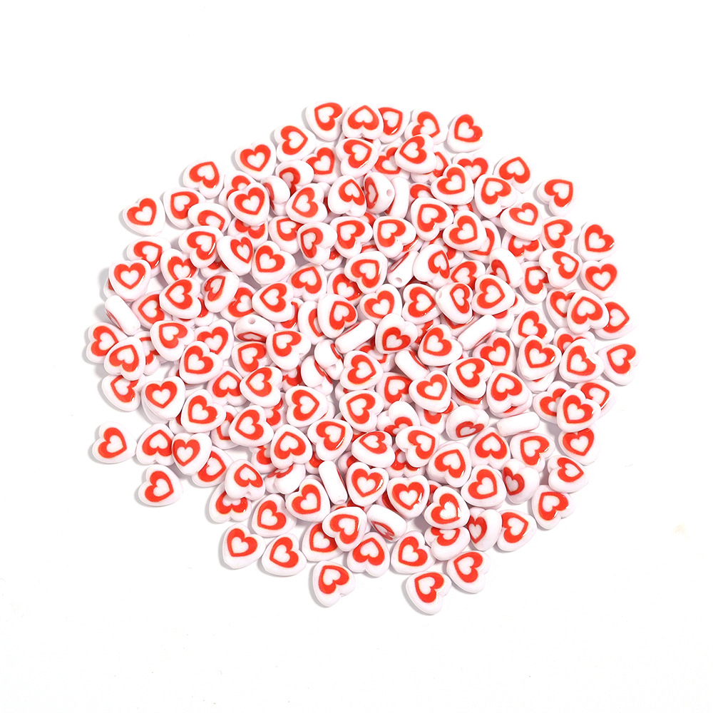 100 PCS/Package Quantity 100 PCS/Package 8mm Hole 1~1.9mm Arylic Heart Shape DIY Jewelry Accessories Beads