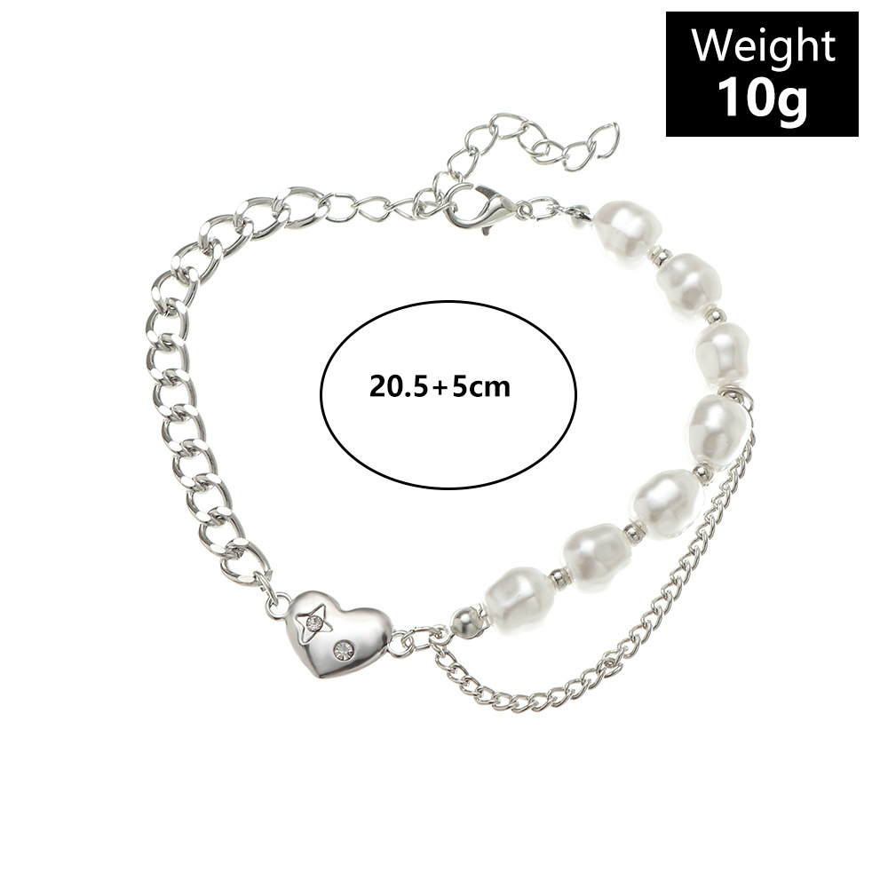 Hip-hop Heart Titanium Steel Bracelet Female Simple Pendant Bracelet Necklace display picture 1