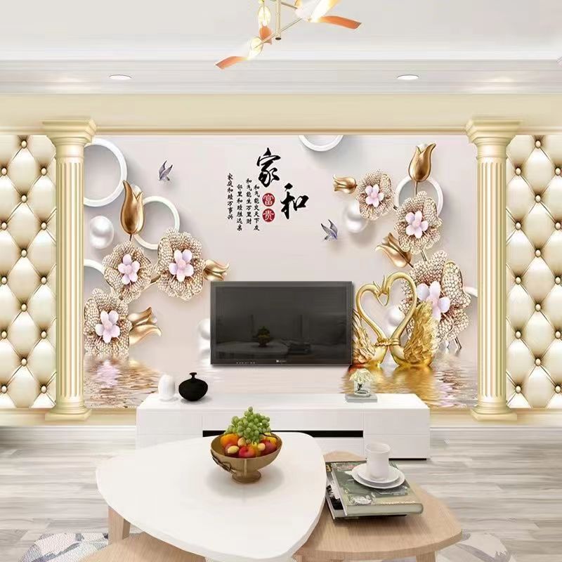 3d北欧电视背景墙布5d网红客厅卧室装饰墙画8d立体现代影视墙壁纸|undefined