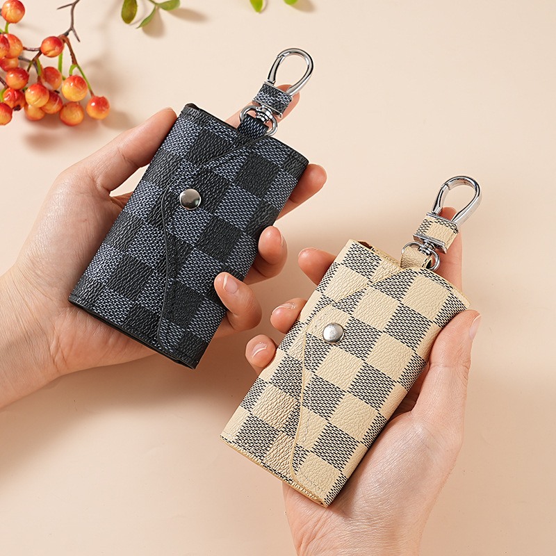 Estuche para llaves a cuadros simple de moda transfronteriza 2025 Estuche para llaves de GM con diseño a presión de estilo caliente de Amazon