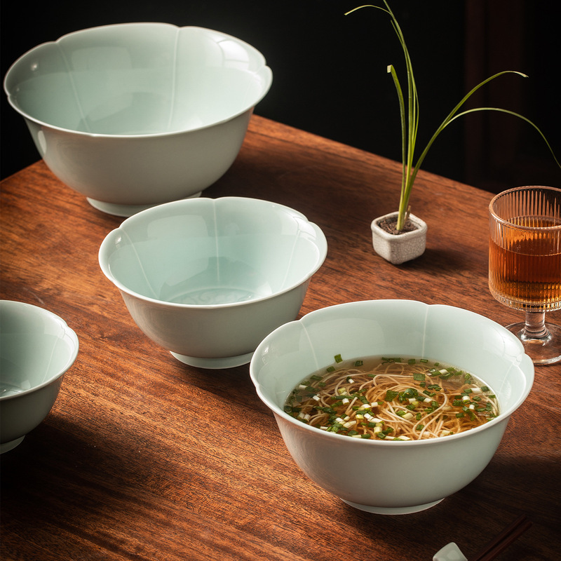 Jingdezhen Imitation Song Dynasty Azure Ceramic Noodle Bowl Household Rice Bowl Commercial Soup Bowl Special Dessert Bowl Song Banquet Ceramic Tableware