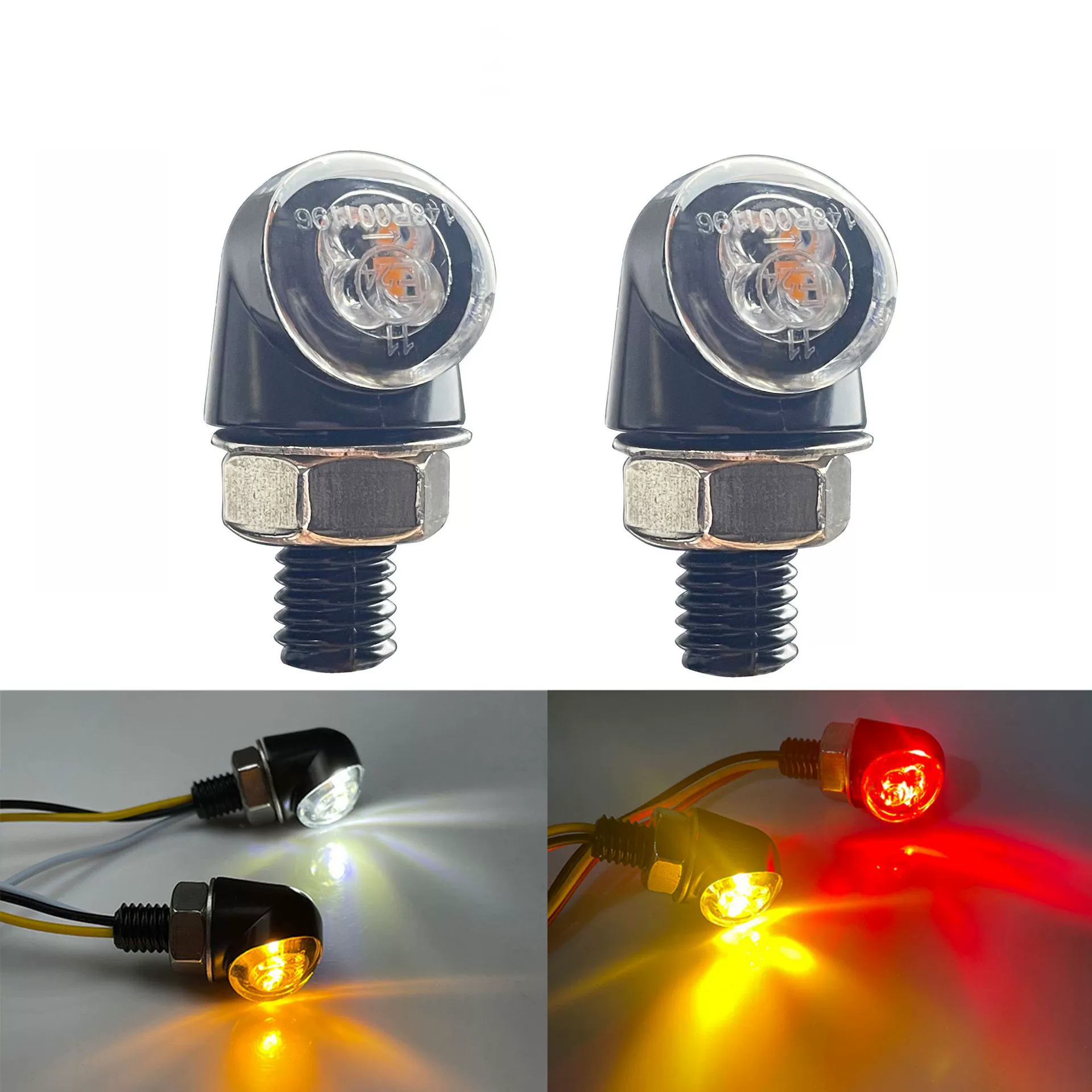 Электрический мотоцикл, модифицированный светодиодный двухцветный индикатор, ретро-мотоцикл, мини-сигнал поворота из цинкового сплава, 12 В