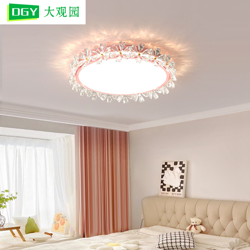Luz de techo del dormitorio de lujo vista jardín moderna lámpara de cristal simple luz de la habitación de chicas lámpara de techo Zhongshan 488L