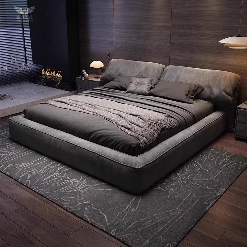 Nórdico estilo ins cama de tela de orejas de elefante de lujo ligero estilo crema dormitorio principal simple y moderno cama doble roja suave