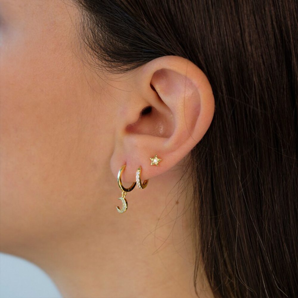 4g Weight Zircon Inlay Material Earrings Classification 3 Pieces Set Quantity Daily Occasion 925 Sterling Silver Material Geometric Pattern Women's Gender Plating, Inlay Design Simple Style Style 3 Pieces Set 925 Sterling Silver Zircon Geometric Earrings 37