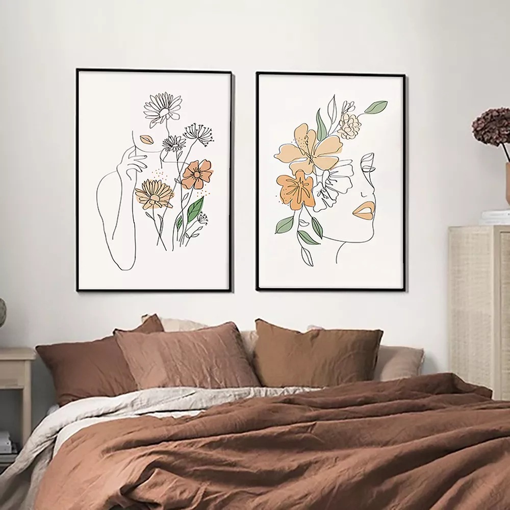 Hazy Sunrise Sunset Lake Beach Bird Flower Reed Abstract Painting Art Canvas Painting Living Room Home Decoration Painting Core