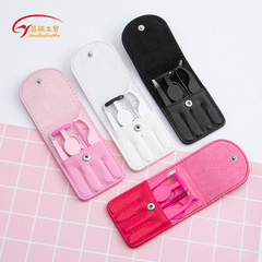 廠家直供不鏽鋼美容工具套裝 尖斜平刀口眉夾斜角化妝工具5件套