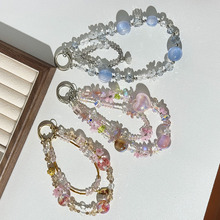 ins水晶短款串珠手机链原创新款少女挂链多色夜光高级手机链女款