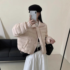 韩版羽绒服女2025冬季新款百搭翻领轻便保暖白鸭绒休闲短款外套潮