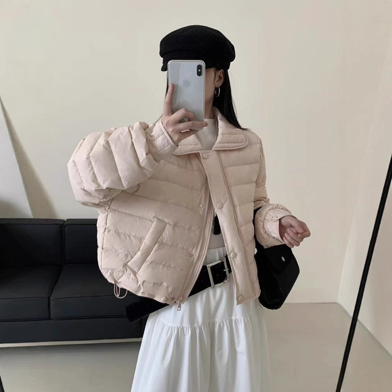 韩版羽绒服女2025冬季新款百搭翻领轻便保暖白鸭绒休闲短款外套潮|undefined