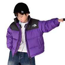 出口杜邦三防男童宽松短款羽绒服90白鸭绒冬装女童保暖立领中大童
