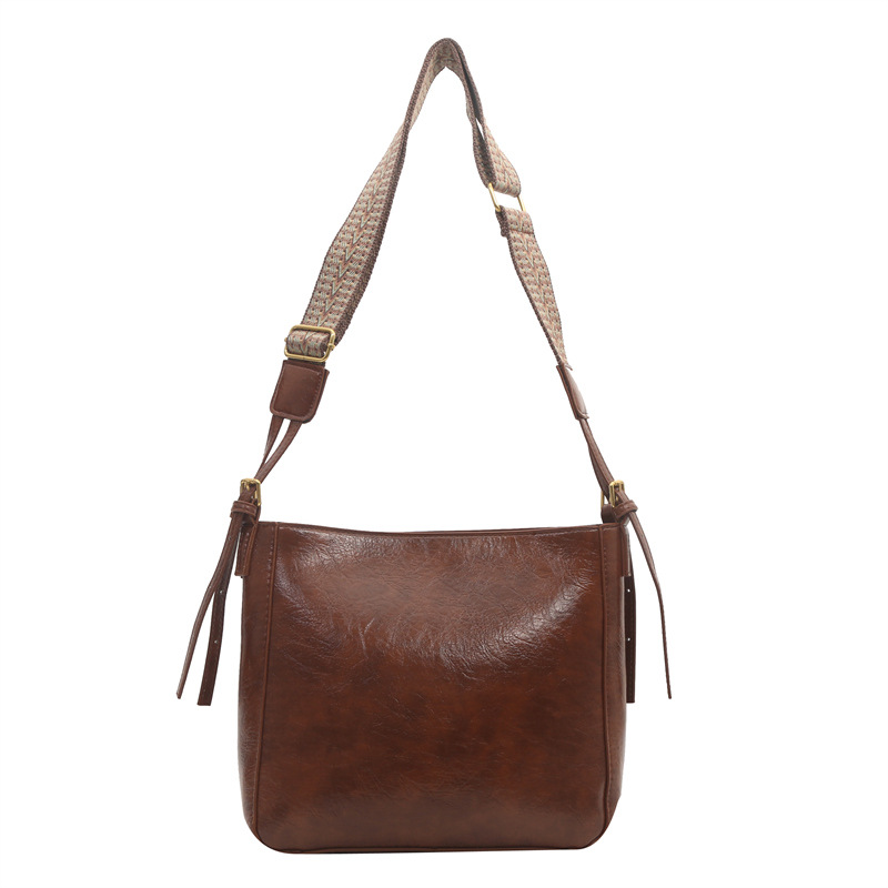 Bolso para mujeres 2024 nueva primavera y verano bolso de cubo de gran capacidad retro moda extranjera gripe bolsa de hombro de moda
