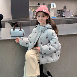 女童冬季羽绒棉服中大童外穿带帽棉衣2025新款小女孩冬装保暖棉袄
