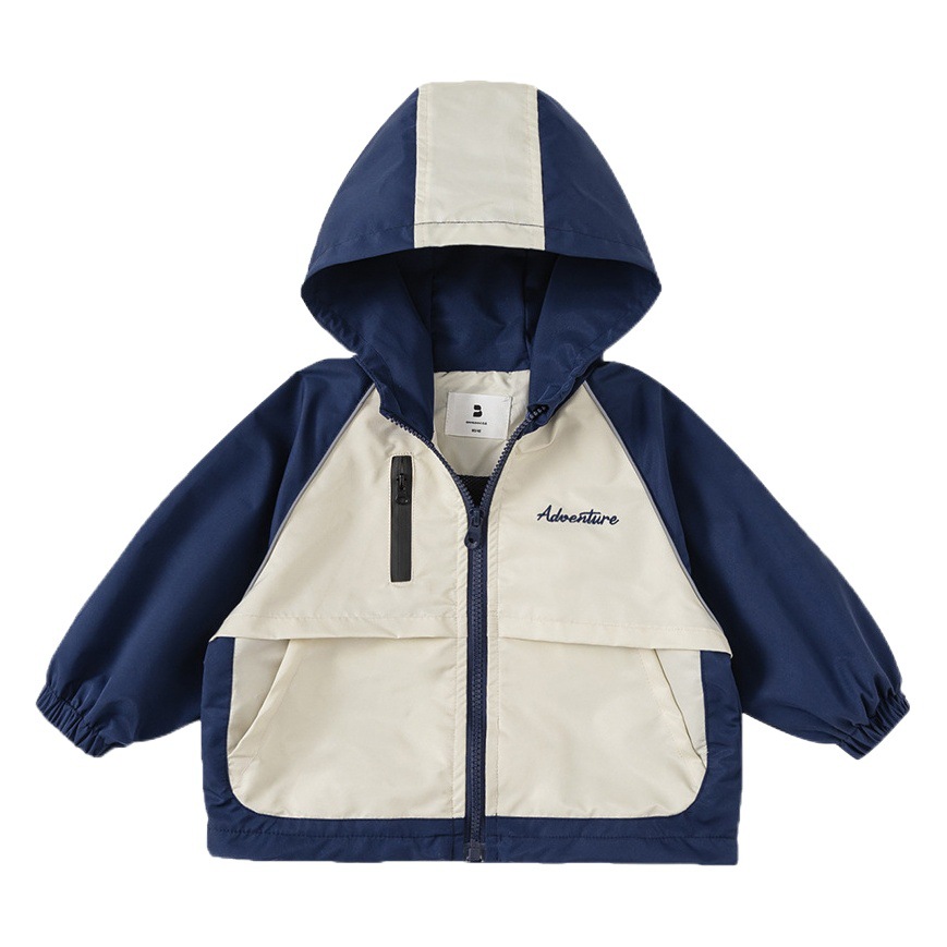 Babycity capa de los muchachos primavera y otoño Outwear casual color a juego niños con capucha cazadora suelta CY84033