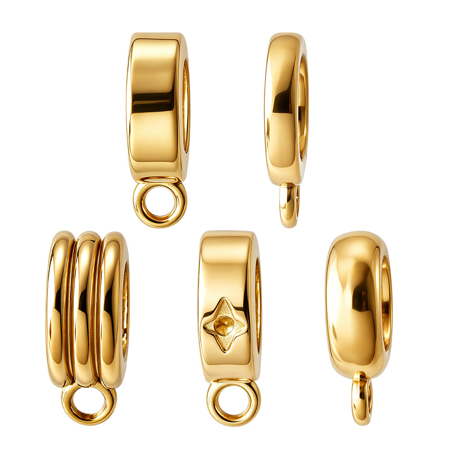 18K Gold Large Hole Three-Way Connector Pendant Loop Pendant Ring