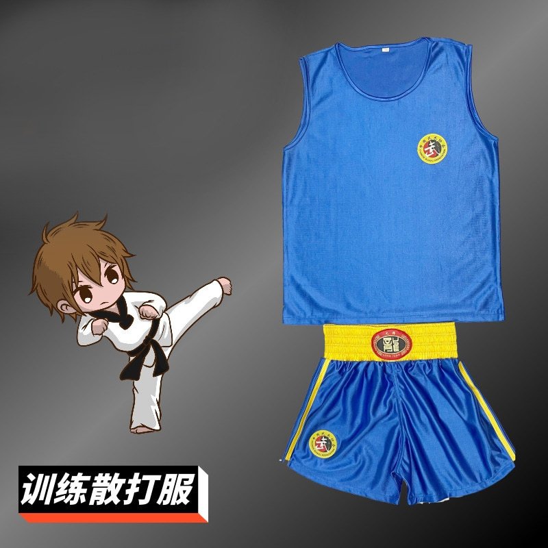 Sanda Fighting Training Clothing, Martial Arts Performance Clothing, Muay Thai Shorts, Sleeveless Printed Designs for Adults and Children