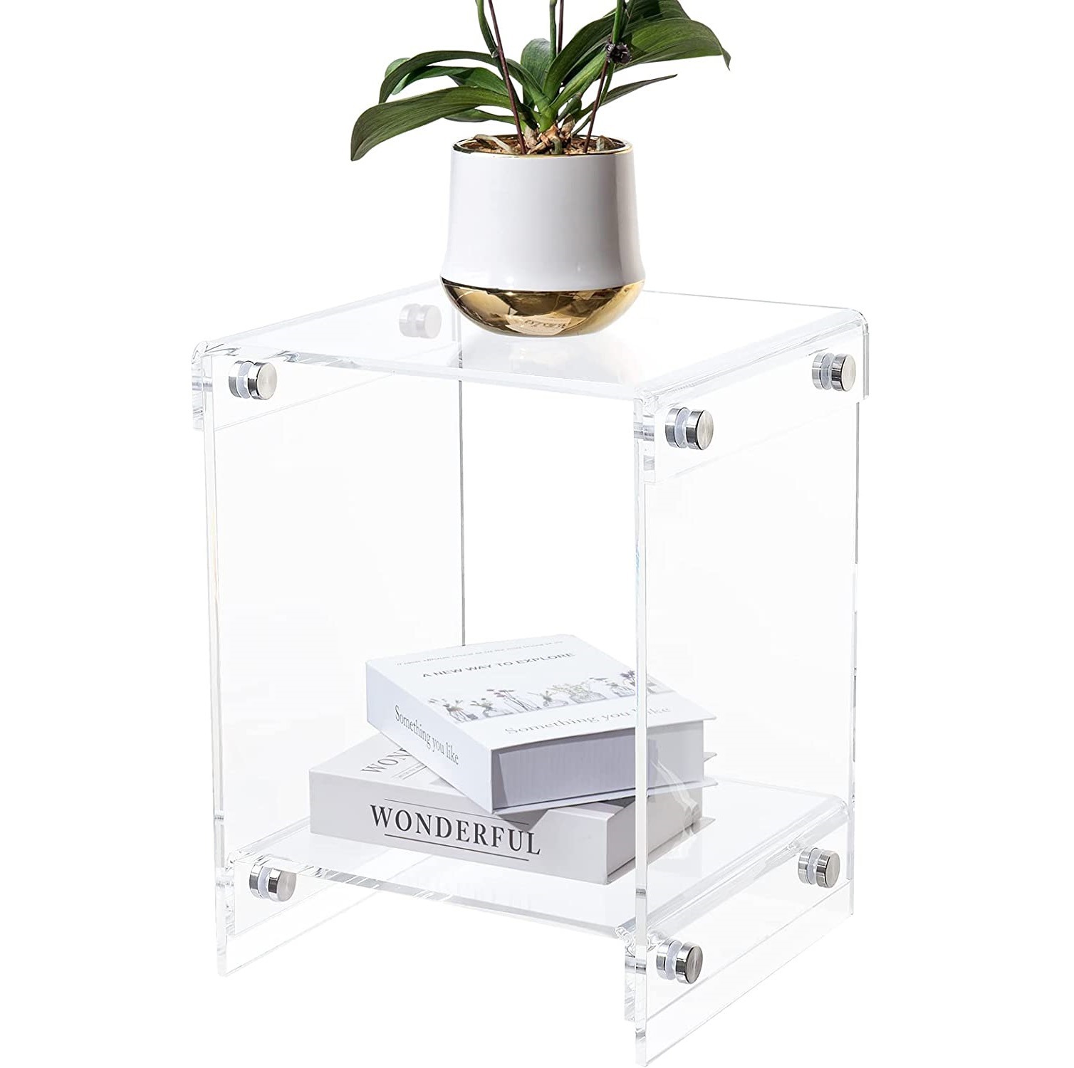 亚克力小框架边桌茶几易于组装客厅卧室家居装饰床头柜透明